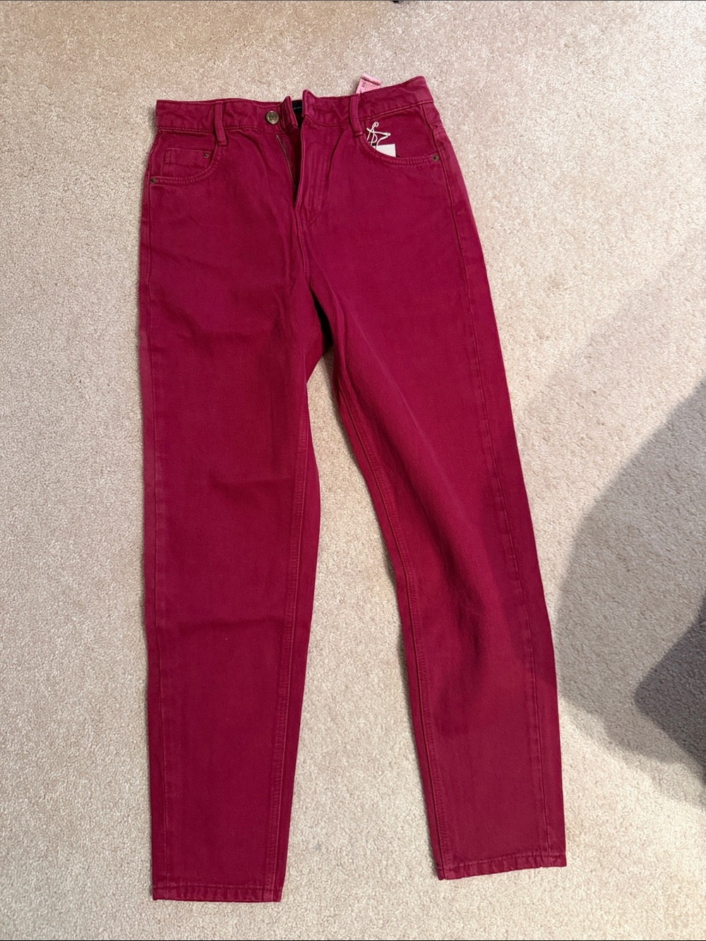 Zara Women's High-Rise Burgundy Jeans 00